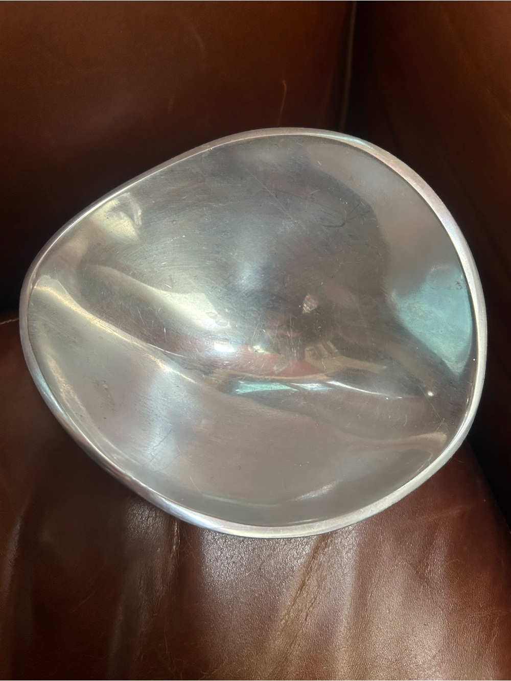 NAMBE BUTTERFLY BOWL BY RICHARD K THOMAS 1967 SILVER ALLOY # 567 MID CENTURY 7”